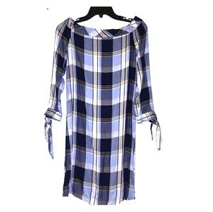Brand New Plaid Off The Shoulder Dress
